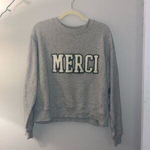 aerie cropped graphic merci crewneck sweatshirt